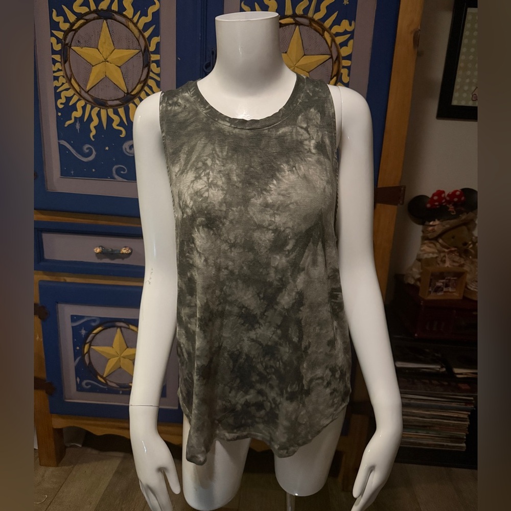 Glyder Open-back Charcoal Tie-Dye Tank Top